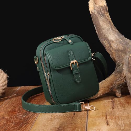 2025 Upgrade Vintage Messenger Bag, Double Layer Large Capacity Mini Messenger Bag, with Built in Wallet, Leather Small Purse Crossbody Shoulder Bag for Women Men (Red)3