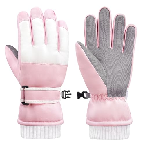 lifwimner Handschuhe Kinder Winter Skihandschuhe für Jungen Mädchen Winterhandschuhe wasserdichte Winddichte für Skifahren Snowboard Outdoor Sports (Rosa M(6-8 Jahre))
