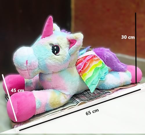 Image of Niku Pink Unicorn with Wings Soft Toy for Kids Girls Baby Boy | Teddy Bear Plush | Best Gift for Birthday Valentines Anniversary (65 cm, Rainbow Pink)