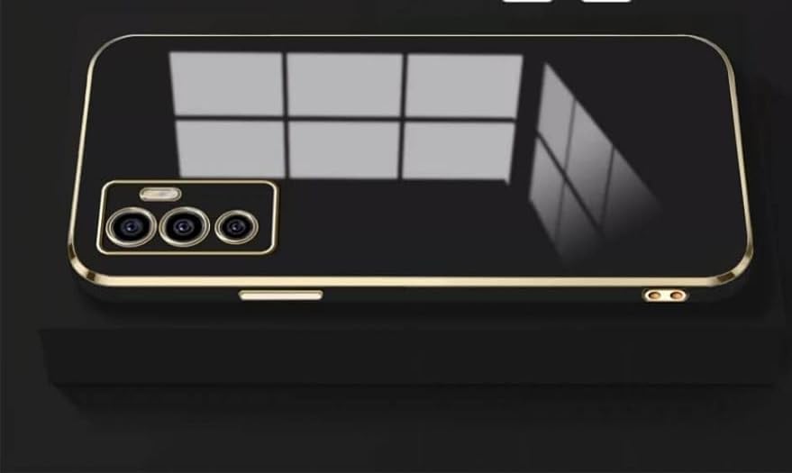 Image of for Vivo V23e 5G Plating Square Gold Frame Phone Case Luxury Soft Silicone Back Cover (for Vivo V23e 5G(Black)