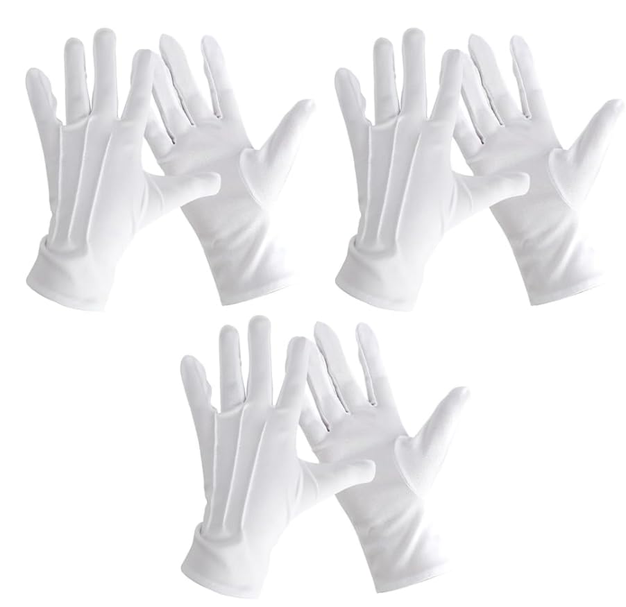 Fsttre 3 Paar Nylon Baumwolle Handschuhe Weiß Parade Kostüm...