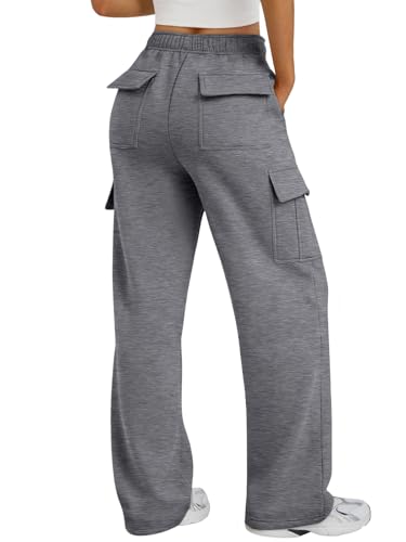Trendy Queen Womens Sweatpants Wide Leg Cargo Barrel Baggy Pants Joggers Fall Clothes Work 2025 Travel Outfits BlackGrey M