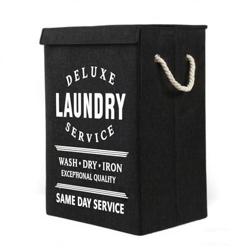 72L Laundry Basket with Lid,Black Large Collapsible Laundry Hamper with Handles,Dirty Clothes Hamper for Dirty Clothes,Bedroom,Bathroom,Laundry Room,Dorm, College,Home Storage