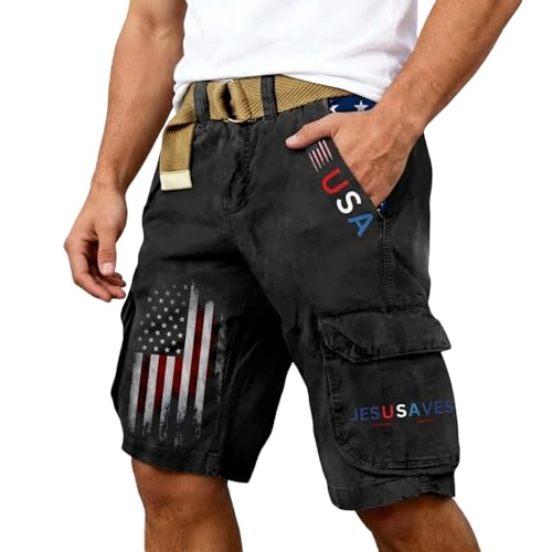 Short cargo patriotique homme léger été confortable imprimé firework