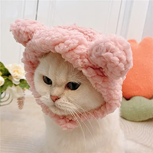 Joicee Cute Cat Costume Warm Bear Hat For Cat Adjustable Soft Small Pet Headwear Bear Hat For Cat Puppy Dog (Pink) #TOP3