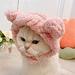 JOICEE Cute Cat Costume Warm Bear Hat Adjustable Soft Small Pet Headwear for Puppy Dog (Pink) - Image 4