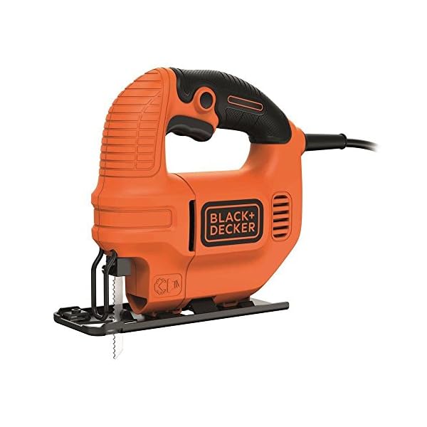 Black+Decker Elektro Kompakt Stichsäge 400W KS501 – Säge für Holz, Metall & Kunststoff mit 0/45° Gehrungsschnitt…