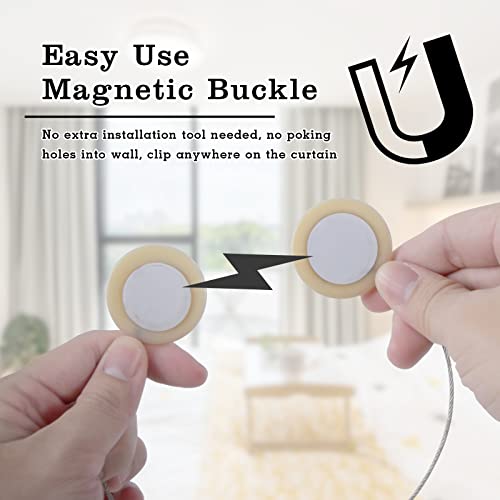 SPDYCESS 4 Pack Magnetic Curtain Tiebacks, Cat-eye Decorative Curtain Buckle Decorative Rope Holder for Home Office Hotel Window(Beige) - Image 4