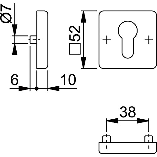 Hoppe eckige Rosette con PZ FORATURA | Cilindro a