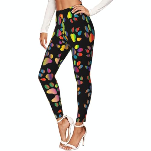 Leggings de compresión con huellas de perro mallas de deporte coloridas para senderismo y gym