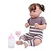 Muñeca Shelly Reborn de 20 pulgadas, tela suave y realista + muñeca de vinilo regenerada, muñeca con biberón y chupete