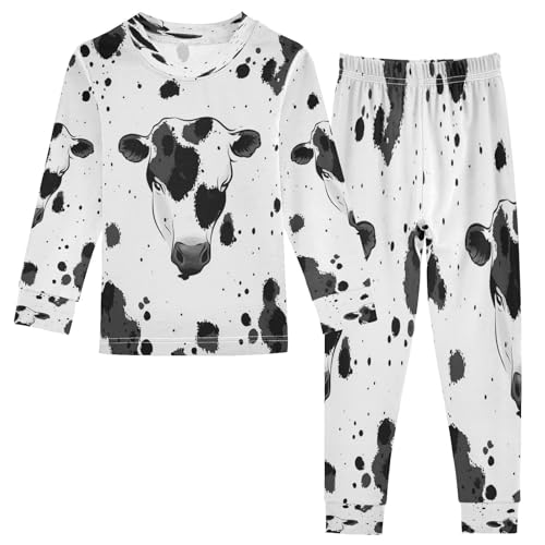 Pajama Sets Long Sleeve Cute Cow Country Animal Soft Comfy Sleepwear 2 Piece PJS 3-8T