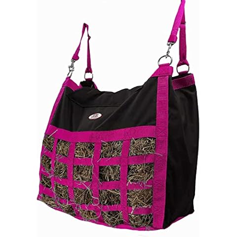 Paris Tack Supreme Slow Feed Top Load Hay Bag with Super Tough Bottom and 6 Month Warranty (Black and Pink) Cover