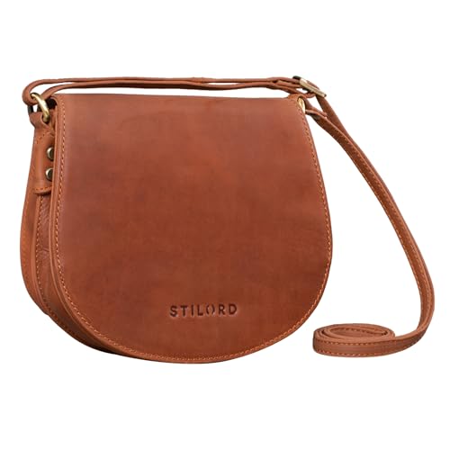 STILORD 'Lilly' Kleine Leder Tasche Damen Vintage Umhängetasche Handtasche zum Ausgehen Abendtasche Partytasche Freizeittasche für Frauen Echtleder, Farbe:andorra - braun, Größe:M
