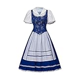 VEECOOCOS Princess Belle Cosplay Costume Belle Village Dress Women's Blue Maid Dress-M