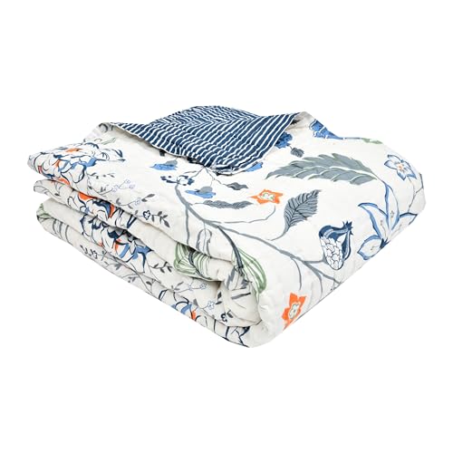 Image of BLOCKS OF INDIA Hand Block Printed Cotton King Size Quilt /Rajai | Blue Anar JAAL