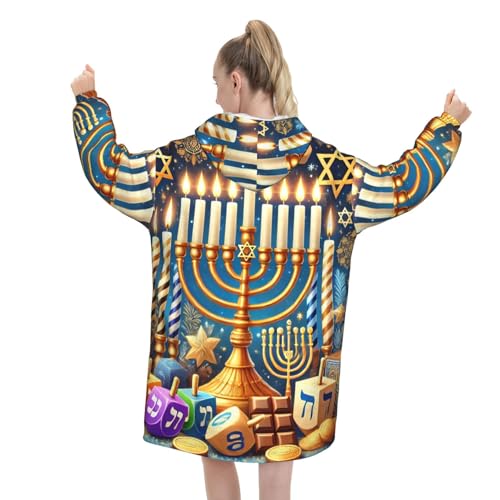 Couverture à capuche Hanoukka cadeau idéal Menorah dorée pour proche - 4