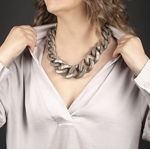 Maellis Chunky Chain Beads Choker Necklace - Acrylic And Metallic Beads With 18K Gold Plated Chain - Statement Jewelry For Women #TOP4