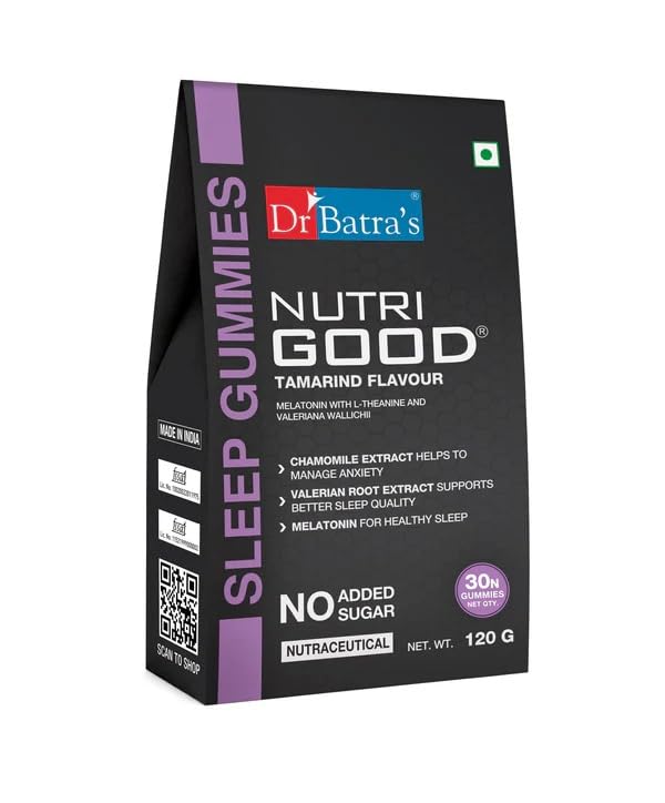 Dr Batra's Nutrigood Melatonin Sleep Gummies for Falling Asleep Faster | Fortified with with L-Theanine & Chamomile to Ease Anxiety & Wake Up Fresh - Pack of 30 Gummies-image-37