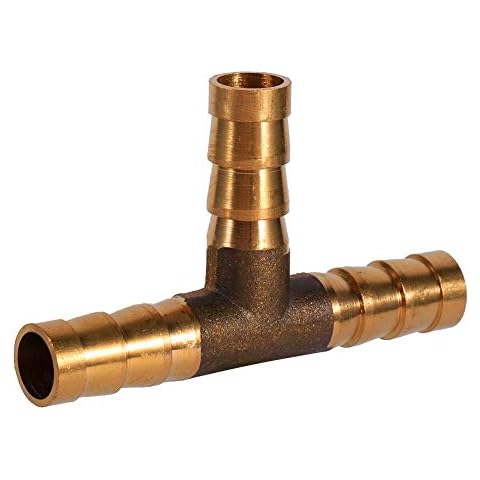 3 Way Hose Joiner, Brass T Piece 3 Way Fuel Hose Joiner Connector Barbed Hose Fittings For Compressed Air Oil Gas Pipe (8mm) Cover