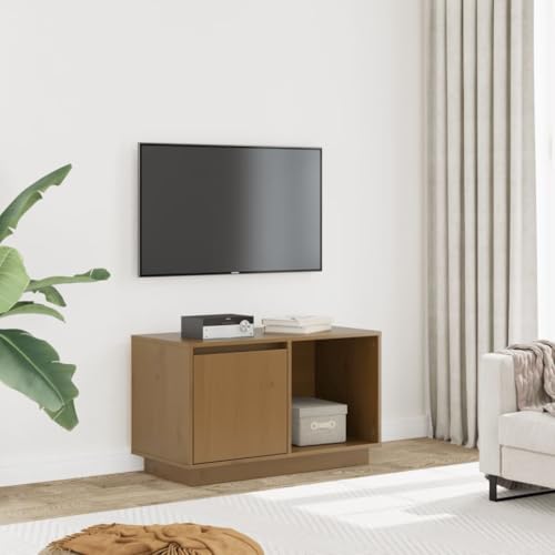 OHOOWOO Muebles TV Mueble de TV Madera Maciza de Pino marrón Miel 74x35x44 cm