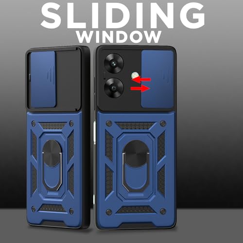 Image of Pikkme D10 Tough Armor Bumper Case | 360 Protection Case | Sliding Camera Shield Cover & Ring Holder Stand Back Cover for Realme Narzo N61 / Realme C61 4G (Blue)