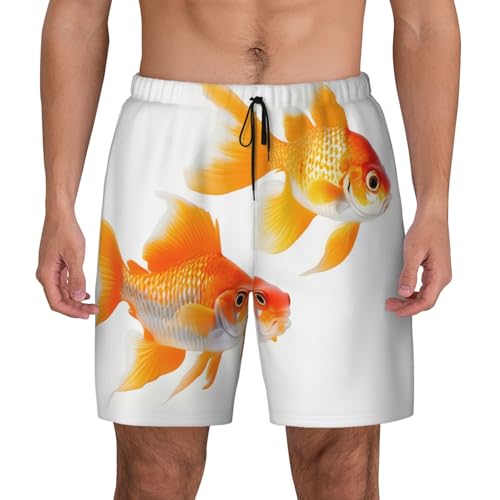 Short de bain pour homme poissons rouges en tissu léger et respirant