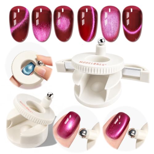 Image of Modelones Cat Eye Magnet for Gel Polish 5D Cat Eye Nail Magnet 3-in-1 Magnetic Nail Tool 360 Rotating Glass Bead Side-Light Effect for Velvet French Galaxy DIY Nail Art Designs
