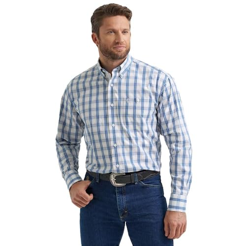 Wrangler Mens Plaid George Strait White Shirt White L