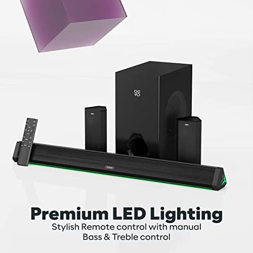 Image of GOVO GOSURROUND 950 | 500W Sound bar | 5.1 Channel Home Theatre with 6.5 inch subwoofer | Dual Rear Satellites, HDMI, AUX, USB & Bluetooth, 5 Equalizer Modes, Stylish Remote & LED Display (Platinum Black)