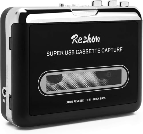 Reshow Cassette Tape Player, Portable Tape Player Audio Cassette to Digital Converter, Convert