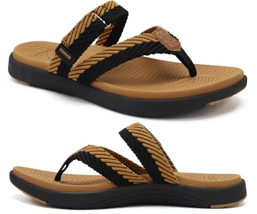 Image of COFACE Womens Trendy Orthotic Flip Flops Lightweight Yoga Mat Thick Cushion Walking Thong Sandals Adjustable Slip On Slippers With Comfortable Plantar Fasciitis Arch Support