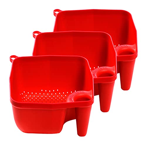 Image of K3 Plastic Washing Bowl & Strainer for Storing and Straining (Pack of 3 Red)