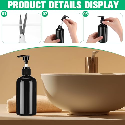 Image of CroBlissful 48 Pcs Empty Plastic Pump Bottles 8oz Refillable Lotion Pump Bottle Containers with Dispenser for Shampoo, Conditioner, Face Cream, Massage Oil, Liquid Soap (Black)