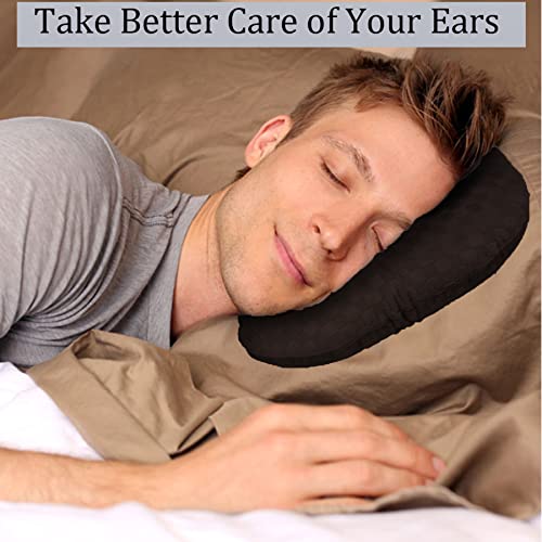 Image of Ear Piercing Pillow for Side Sleepers, Pillow with an Ear Hole for CNH and Ear Pain Ear Inflammation Pressure Sores, O-Shaped Side Sleeping Pillow, Ear Guard Pillow(Dark Brown)