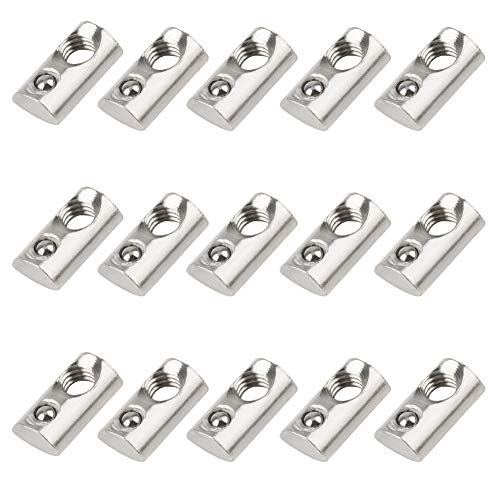 INCREWAY 15 piezas Tuercas de resorte en T, Serie 2020, resorte M5 T para perfil de extrusión de aluminio con ranura en T de 6 mm