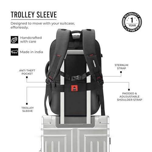 Image of Gear Turbo 21 inch /45L Large Water Resistant Anti theft Laptop Backpack with Raincover | Backpack | Daypack |Briefcase | Travel Bag For Men /Women (Black - Black)