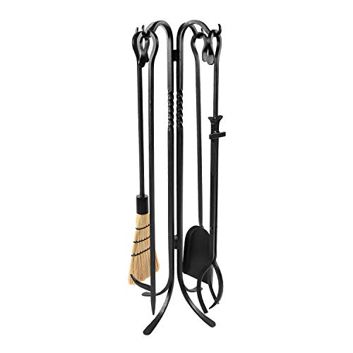 Minuteman International Shepherd s Hook II, 33-in 5-Piece Fireplace Tool Set - WR-21-33 , Black