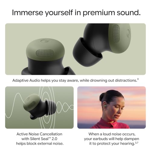 Image of Google Pixel Buds Pro 2 - Wireless Bluetooth Earbuds - Olive | Pro-level Active Noise Cancellation, help from Gemini, twist-to-adjust fit, 30-hour battery, Adaptive Audio