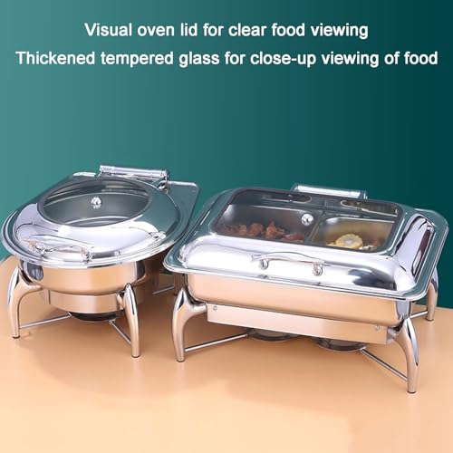 Juego de platos de acero inoxidable para bufé, calentador de alimentos con bandeja de agua para fiestas, eventos y bodas, juego de 3 piezas para catering y servicio de alimentos