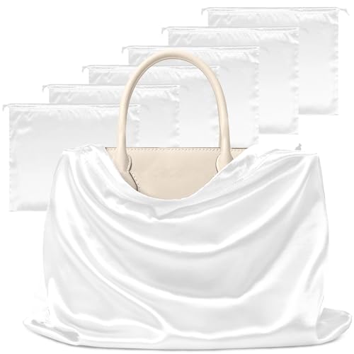 Manyshofu White Satin Dust Bags, 7 Pack Drawstring Storage 19.6x15.7