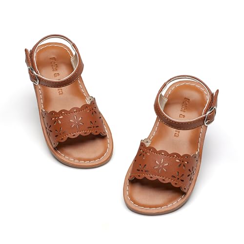 Image of Felix & Flora Toddler Girl Sandals - Little Girl Easter Dress Shoes Lightweight Open Toe Beach Holiday Flats