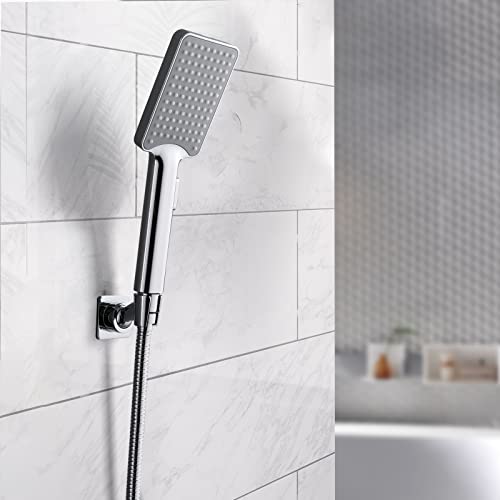 Shower Head Holder Adjustable Handheld Brass Shower Head Bracket Shower Wall Mount Holder Shower Wand Holder, Drill Free Glue Installation(Polished Chrome) #TOP6