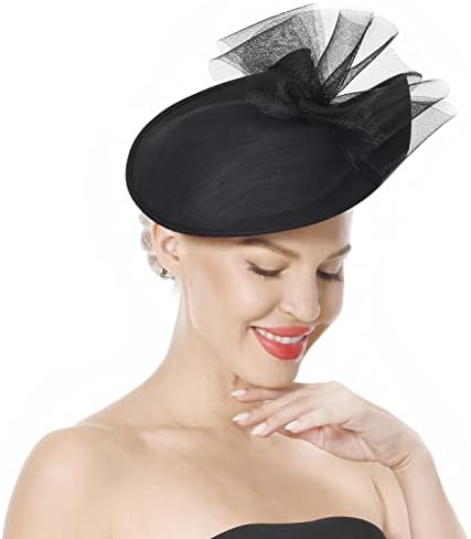 VINTAGEHAT Black Fascinator Hats for Women Kentucky Derby Hats Tea Party Headbands Mesh Flower Bowknot Pillbox Hats
