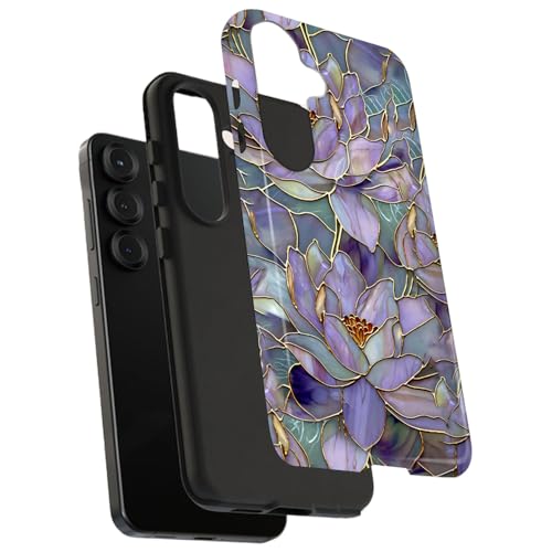 for Samsung Galaxy S23 FE,Dual-Layer Hard Shell+Silicone Cover-Shockproof Protective Phone Case for Women Girls- Abstract Lotus by Generic - Used condition - Image 3