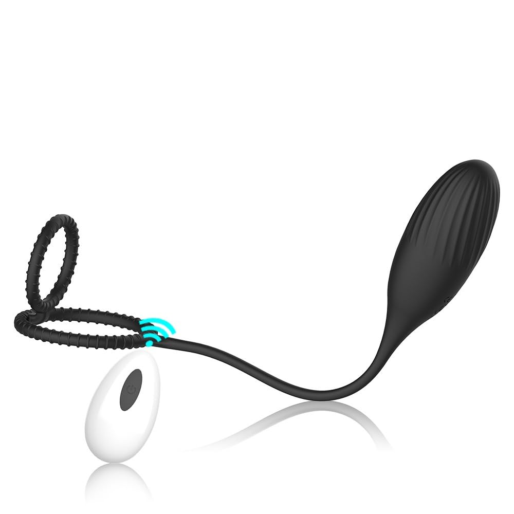Anneau Pénien Double avec Stimulateur de Prostate - Cockring Vibrant avec Télécommande sans Fil - 10 Modes de Vibration - Silicone Médical pour Érection Plus Dure et Endurance - Sextoy Homme Point P