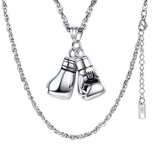 PROSTEEL Pendentif Gants de Boxe Collier Homme Acier Chaîne 3mm Offerte Bijou Sportif pour Garçon