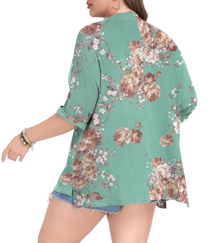 Image of Lastshe Womens Plus Size Cardigan Short Sleeve Lightweight Loose Cover Ups Open Front Sweaters Summer Cardigan