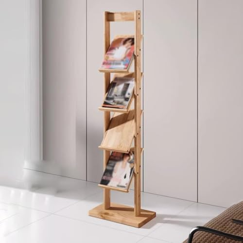 Modern Magazine Rack - Floor Standing Brochure Display Holder for Sales Offices - Storable Newspaper & Floor Plan Storage Stand (Height: 155cm/61in)