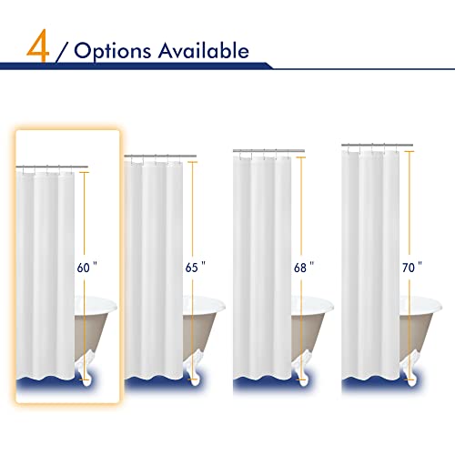 Image of N&Y HOME Short Fabric Shower Curtain Liner 60 inches Long, Hotel Quality, Machine Washable, White Shorter Bathroom Curtains with Grommets, 72x60